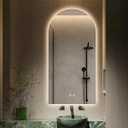 Arched LED Bathroom Mirror, 48"x24" Arch Framless Backlit Mirror with Lights Anti-Fog Dimmable Smart Frameless 3-Color Lighted Vanity Mirror Memory Waterproof, UL Listed, Vertical