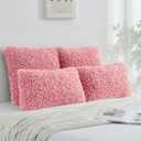 FUTEI Pack of 2 Decorative Throw Pillow Covers 22x22 Inch,Soft Fluffy Faux Wool Fur Boucle Textured Cushion Case,Modern Home Decor for Couch Bed Living Room Office,Pink
