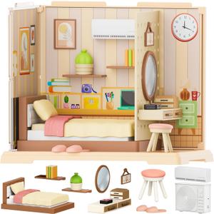 DIY Miniature House Kit, Dollhouse Kit, Miniature Kit, DIY Mini House Building Kit for Adult Teen, Tiny Room Making Kit Craft Hobbies Gift, Cozy Dream Bedroom