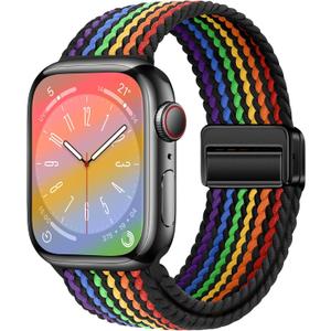 Nylon Sport Loop Watch Bands Compatible with Apple Watch Band Ultra 2 1 49mm 45mm 44mm 42mm 41mm 40mm 38mm, Soft Braided Woven Magnetic Clasp Strap for iWatch Series 10/9/8/7/6/5/4/3/SE,Women Men