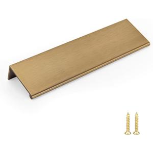 Goldenwarm 25 Pack Champagne Bronze Cabinet Pulls - 5-1/16 in Gold Finger Pulls, Brushed Bronze Edge Pulls for Kitchen