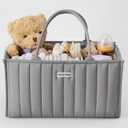 Blissful Diary Baby Diaper Caddy Organizer, Stylish Storage Basket for Newborn Essentials and Diaper Station, Gift for Baby Shower and Registry Must-Have, Light Gray