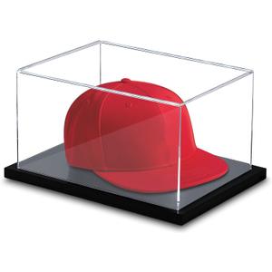 Hat Display Case, Clear Acrylic Baseball Cap Display Stand, UV Protection Hat Case Showcase with Hat Shaper for Collectors and Signed Memorabilia, No Assembly Required (1 Pack)