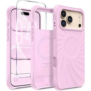 Magnetic for iPhone 17 Pro Case 6.3", Compatible with MagSafe, [Integrated Silicone Camera Control Cover] [Screen Protector], 2X MIL-STD Drop Protection Case for iPhone 17 Pro, Primrose Pink