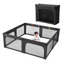 Doradotey Baby Playpen Foldable for Toddlers 1-3, Size and Shape Adjustable Enclosure, 8-Panels Detachable Gate 79x71 Large Indoor Playard, Easy Assembly and Clean, Safety Fence Play Area, Black