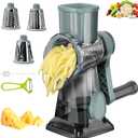 Cheese Grater with Handle, Multifunctional Manual Rotary Cheese Grater - Cheese Shredder Easily Chop Carrots, Potatoes, Vegetables and Fruits and Easy to Clean(Blue) (Gray)