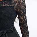 CHICME Womens Dressy Jumpsuits Casual One Piece Outfits Off Shoulder Lace Trim Overalls Straight Leg Pants (Black)