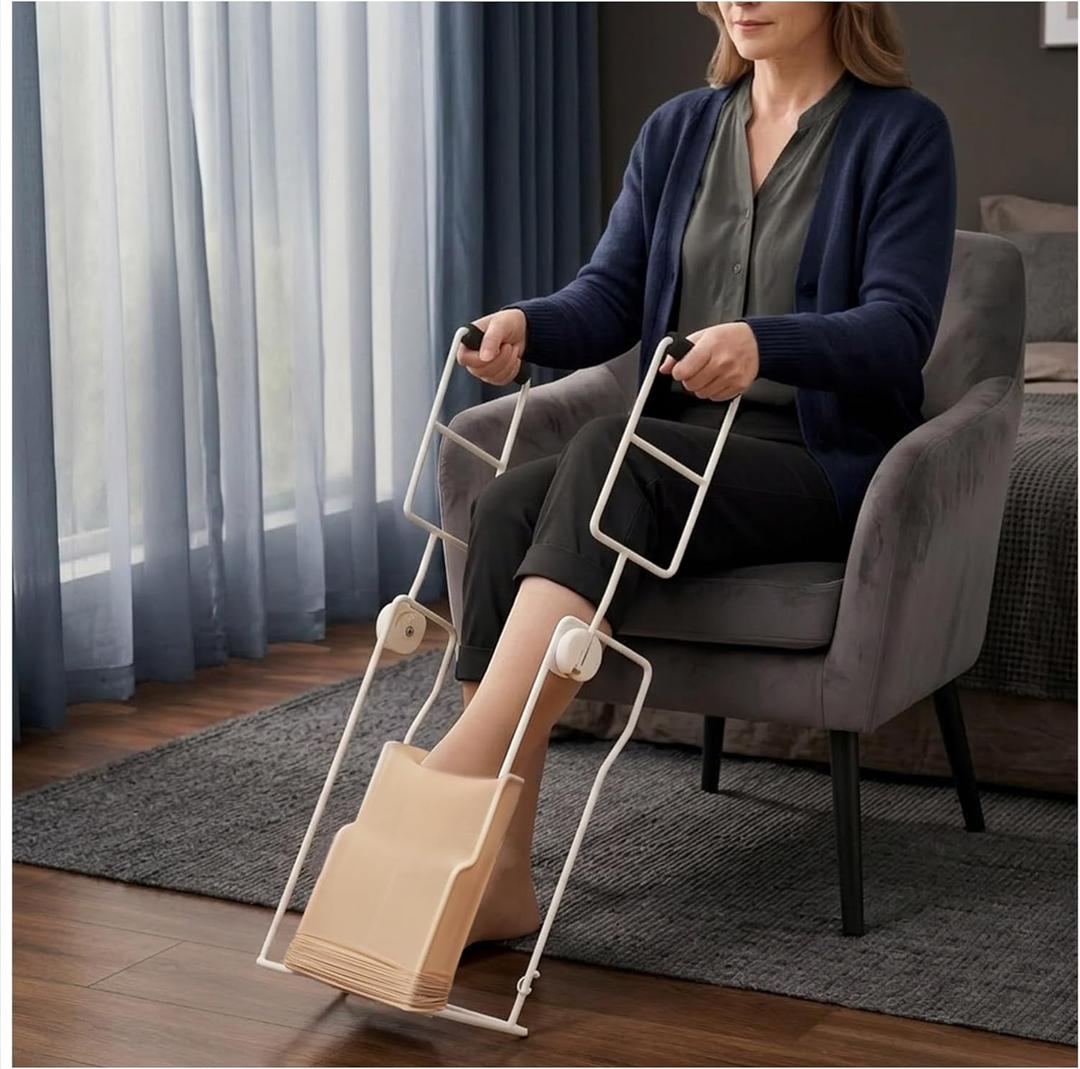 Wide Compression Sock Aid for Swollen Legs, Bariatric Stocking Donner Device for 15"-18" Calf - No Bend Sock Helper Tool for Seniors & Limited Mobility Putting on Compression Socks