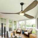 60" Ceiling Fans with Lights and Remote Control, Outdoor Ceiling Fan with Lights High CFM Quiet 3 Blade Wood Walnut Ceiling Fan,Bronze Gray