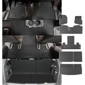 powoq 7-Seat Floor Mat Compatible with 18-25 Ford Expedition Cargo Liner 3rd Backrest Mat Replacement for 2018-2025 Ford Expedition AccessoriesTrunk Mat+3rd Row Backrest Mat+Floor Mat