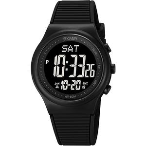 CakCity Digital Watch for Women Waterproof Stopwatch Sports Watches for Mens and Womens Unisex Outdoor Rubber Strap Multifunction Wristwatch with Luminous Display,Black/Black