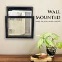 Wooden Wall Magazine Holder, Boho Style File Organizer,Wall Mounted Magazine Rack, File Holder For Entryway Living Room Kids room and Office, Hanging Mail Organizer (Black)