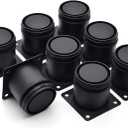 2 Inch Metal Furniture Legs Stainless Steel Adjustable Legs Black Metal Legs Round Cabinet Legs for Coffee Table Cabinet Desk Sofa Shelves, Pack of 8