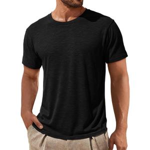 ZDC Mens Short Sleeve Shirts Summer Casual Crew Neck T Shirts Classic Basic Tee (Black, L)