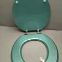 Round Toilet Seat Wood Toilet Seat Prevent Shifting with Zinc Alloy Hinges American Standard Size Toilet Seat Easy to Install also Easy to Clean(Round,Sparkling Turquoise)