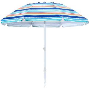 beach umbrella with sand anchor,UPF 50+protection,8 ribs, beach umbrellas for sand portable,with button tilt - multifunctional outdoor sunshade for gardens,courtyards,and beaches.