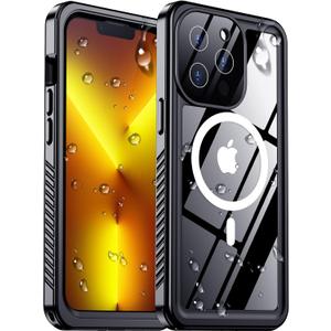 Red2Fire 2024 New Designed for iPhone 13 Pro Case Waterproof,[Compatible with MagSafe][Built-in Camera & Screen Protector][Full Body Shockproof][IP68 Waterproof][Dustproof] Phone Case 6.1" (Mag-Black/Clear)