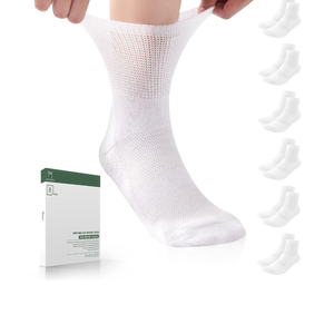 Bulinlulu Bamboo Viscose Diabetic Socks for Women&Men,6 Pairs Non Binding Diabetic Ankle Socks,Wide Socks Size 6-9 9-11, Medium