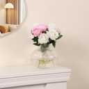 Round Glass Vase, Flower Vases for Bouquet, Ribbed Glass Vases for Flowers, Small Clear Vase for Living Room, Office, Coffee Table, Shelf, Wedding, 6 Inches