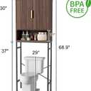 FiveWillowise Over The Toilet Storage Cabinet with Fluted Doors and Adjustable Shelf, Tall Bathroom Organizer with Metal Stand Space Saver Over Toilet, Wood Rack for Bathroom, Restroom, Laundry