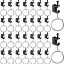 Tandefio 50 Set 1/4" x 20 Spring Steel Beam Clamps Metal Beam Hangers Bolt on Clamp with Metal Machine Threaded Bridle Rings for Pipe Cable Woodworking Tool (Black,2 Inch Bridle Rings)
