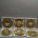 Namalu 6 Pcs Sunburst Mirror for Wall Decor, Small Circle Sun Decorative Mirror Hanging for Art Entryway Home Decor Bathroom Bedroom Living Room(Classic,Gold)