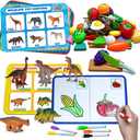 Sorting Toys for Toddlers,3 in 1 Learning Education Sorting Games Cutting Fruit Toys Toddler Coloring,Fine Motor Montessori Preschool Classroom Sensory for 2+ Year Old.
