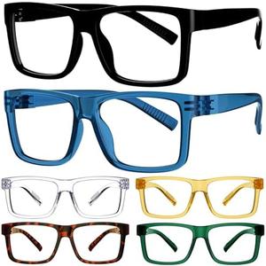 Eyekepper 6 Pack Metalless Reading Glasses with Screwless Spring Hinges Oversize Readers for Men +2.00