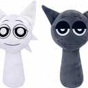 WMP® Sprunki Plush, Sprunki Game Plush Toys, 2PCS Plush Toys, Horror Games Plushies Toy for Fans, Soft Stuffed Animal Pillow Figure Doll Christmas Birthday Gifts for Adult Kids (9' Gray+Orange)