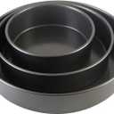 Chicago Metallic Professional 3-Piece Round Cake Pan Set of 6, 8, 10 inch Premium Nonstick Bakeware, Heavy-Weight Carbon Steel for Even Baking, Perfect for Layer Cakes