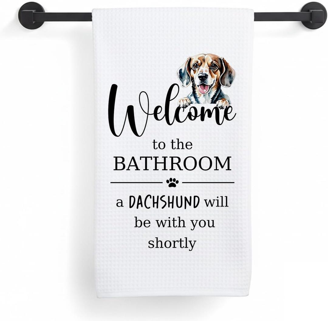 Funny Dachshund Dog Hand Towels, Gifts for Dachshund Lovers, Wiener Dog Doxie Gifts Decorative Hand Towels for Bathroom Washroom Restroom, 16x24 Inch 153-a Dachshund