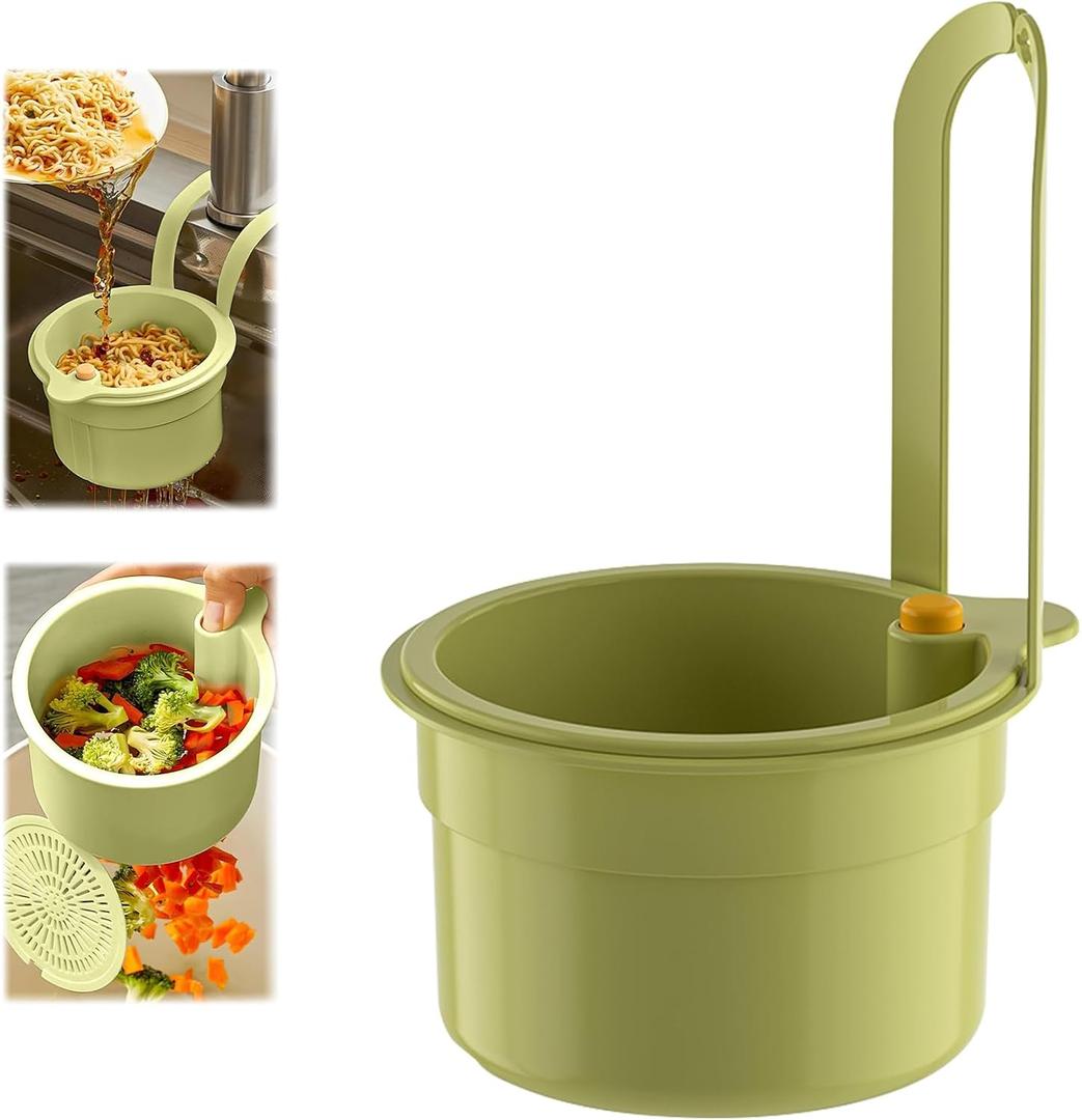 New Upgrade,2025 New Faucet Hanging Strainer,Kitchen Sink Drain Strainer,Sink Strainer Basket,Press Automatic Dumping Kitchen Draining Basket,Easy to Install, Fine Mesh (Green)