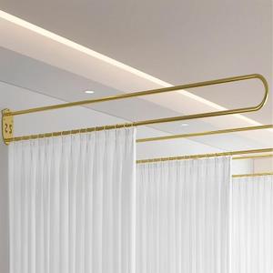 Hanging Room Divider Curtain Rod U Shaped Wall Divider for Privacy Separation Modern Room Separator Curtain Track Metal Space Divider for Bedroom, Fitting Room and Beauty Salon Privacy (Gold)