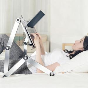 Large Bed Desk for Laptop - Adjustable Height, Foldable Computer Desk | Lying Down Laptop Stand for Bed, Couch,with Adjustable Mouse Pad (Silver)