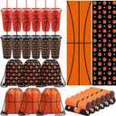 Jingmore 36 Pcs Sport Party Favors 12 Pcs Reusable Basketball Water Bottle Bulk 24 oz 12 Set Soft Cooling Towels and 12 Set Drawstring Bags for Team Gifts Supplies (Basketball)