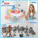 UNEEDE 4.32 Gallons Corner Mounted Bath Toy Storage Holder, Mesh Shower Caddy for Bathtub Organizer, Quick Dry Holder