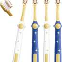 EASICUTI Extra Soft Kids Toothbrushes 4 Pack, Space Style Toddler Toothbrushes for Ages 2-12 Years, Baby Toothbrush 12 Months and up, Childrens Toothbrush Help Remove Plaque and Stains-Blue, White
