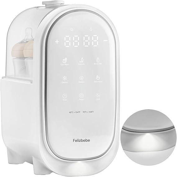 Felizbebe Bottle Warmer for Breastmilk, 11in1 Double Bottle Warmer Large Touchscreen with Night Light, Detachable for Easy Cleaning & Accurate Temperature Control, Timer, Milk Warmer for Baby