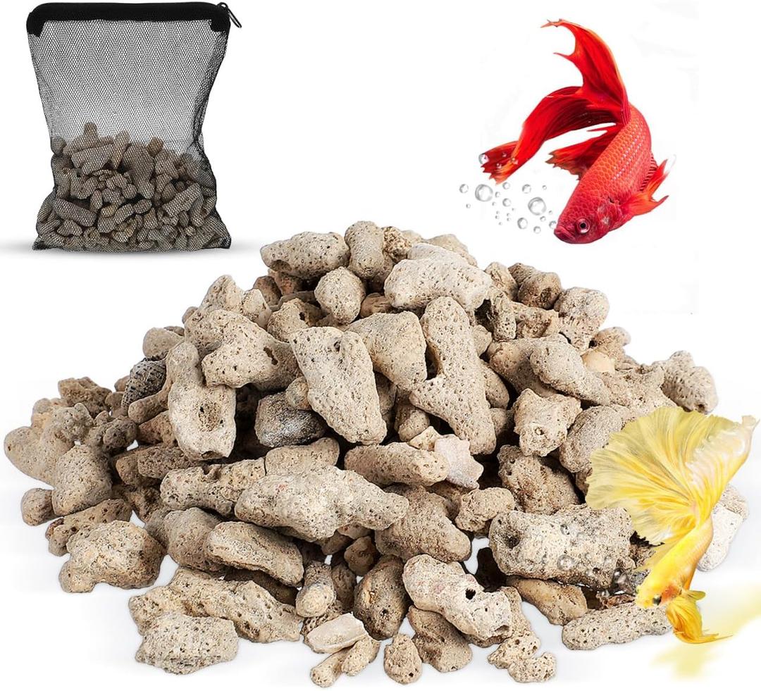 BESPORTBLE Fish Tank Filter Media Natural Crushed Coral for Freshwater Aquarium Reusable Coral Aquarium Substrate with Mesh Bag Ph Stabilizer and Pond Filter Media for Aquatic Pets