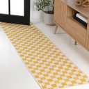 JONATHAN Y Cottage Checkerboard Indoor Outdoor Runner Rug 2X8 Yellow/Cream, Aimee Traditional for Backyard, Patio, Porch, Easy-Cleaning, High Traffic, Pet-Friendly, Non-Shedding (TSN204C-28)