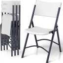 4Pack Folding Chair, Heavy Duty Plastic with Reinforced Metal Frame, Portable and Easy Store, Perfect for Indoor/Outdoor Events, Parties, Weddings, Camping Use, White Color