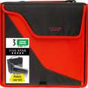 Five Star Zipper Binder, 3 Inch 3-Ring Binder with D Rings, Removable Padded Case, 5-Tab Expanding File and Multi-Use Strap, 850 Sheet Capacity, Red/Black (29296CE8)