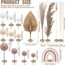 Roshtia 54 Pcs Boho Wedding Cake Toppers Rustic Bridal Shower Cake Topper Decorations Rainbow Pampas Grass Dried Flower Decor for Engagement Anniversary Party Wedding Birthday Party Supplies