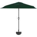 Pure Garden 9-Ft Half Patio Umbrella Easy Crank Semicircle Balcony Shade with 20lb Weighted Base for Deck, Porch, or Against a Wall