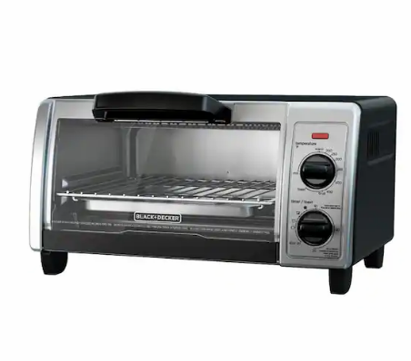 BLACK+DECKER 1150 W 4-Slice Black Stainless Steel Toaster Oven with Temperature Control TO1705SB