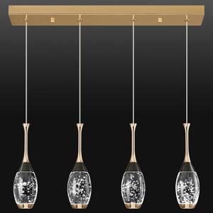 Modern Black Gold Pendant Light Dimmable LED Ceiling Light Fixtures Mini Teardrop Crystal Pendant Lighting for Kitchen Island Bedroom Hallway Entryway (4 LightChampagne Gold)