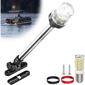 12 Inches Bimini Light for Pontoon Boat, Pontoon Navigation Lights Anchor Light Stern Lights for Bimini Top Mount Waterproof IP67, White Fold Down LED Marine Boat Rear Running Lighting 12 Inches Bimini Light for Pontoon Boat, Pontoon Navigation Lights Anchor Light Stern Lights for Bimini Top Mount Waterproof IP67, White Fold Down LED Marine Boat Rear Running Lighting