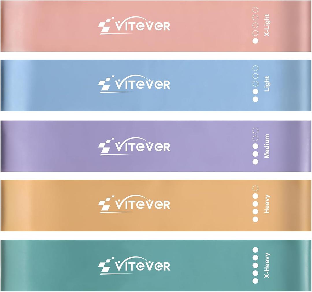 Booty Bands Set, Resistance Bands for Working Out, Exercise Bands for Women and Men Legs and Butt, Stretch Bands for Pilates, Yoga Starter Set (5-Color)