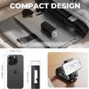 Airplane Phone Holder, Dual 360 Rotation Plane Phone Holder Travel Essentials for Long Flight, Desk, Tray, Compact Cell Phone Mount w/ Durable Automatic Spring Clamp, Phone Gadget for Long Trip, Gym (Black -1 Pack)