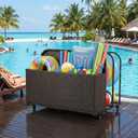 FDW Pool Float Storage Poolside Storage Bin Holder Storage Rack with Wheels PE Rattan Basket Open Compartments for Floaties Noodles Life Vests Beach Balls Equipment Cushions Patio furniture